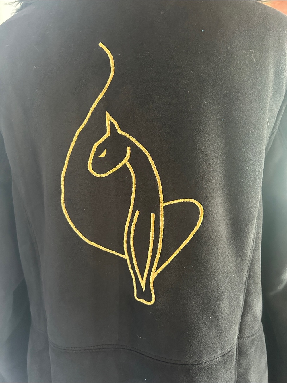 Baby Phat Black Faux Fur Teddy Coat with Embroidered Logo